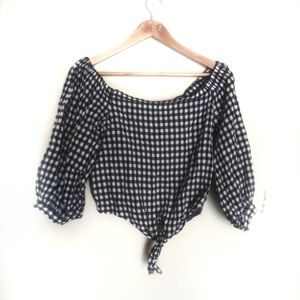 F21 | gingham over the shoulder crop top